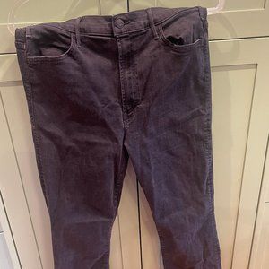 MOTHER Insider Crop Step Fray Jeans Black Denim (Size 32)